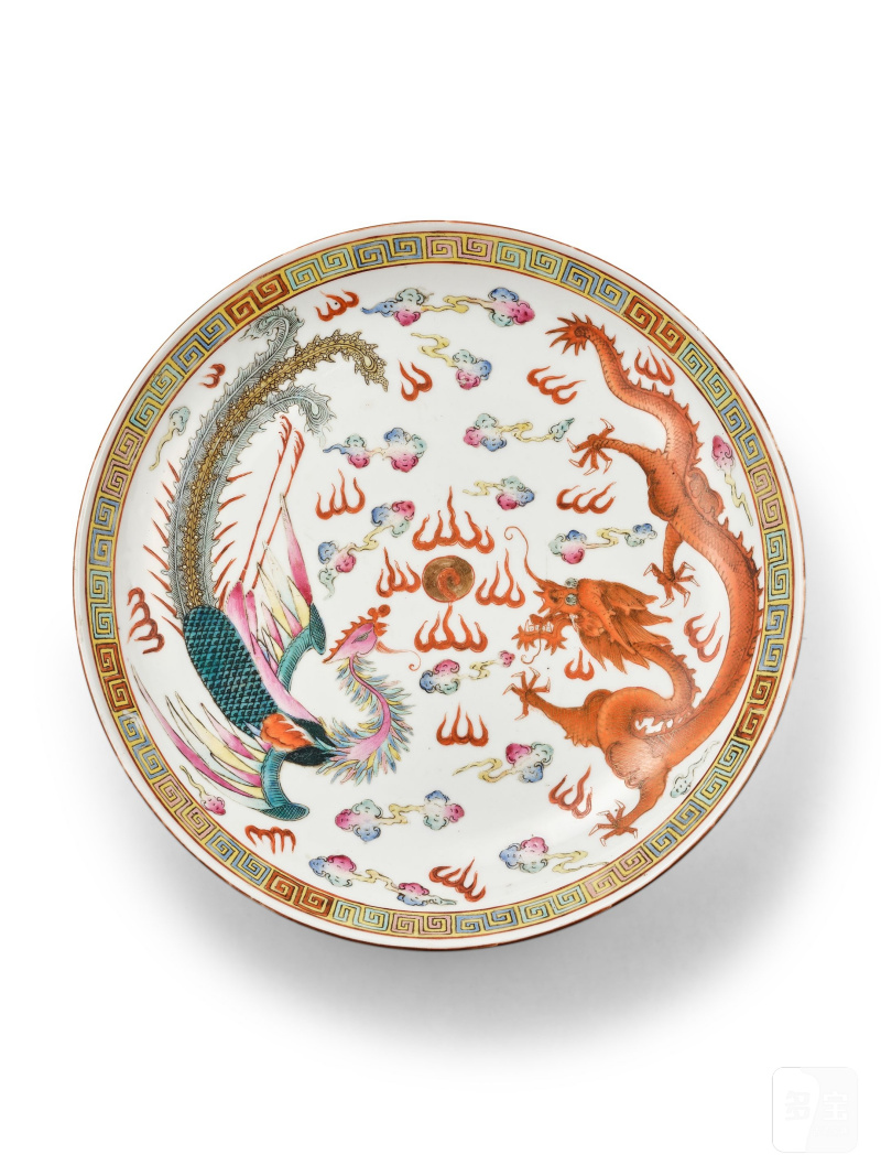 清光緒　粉彩龍鳳呈祥圖盤 | A FAMILLE-ROSE 'DRAGON AND PHOENIX' DISH - 图3